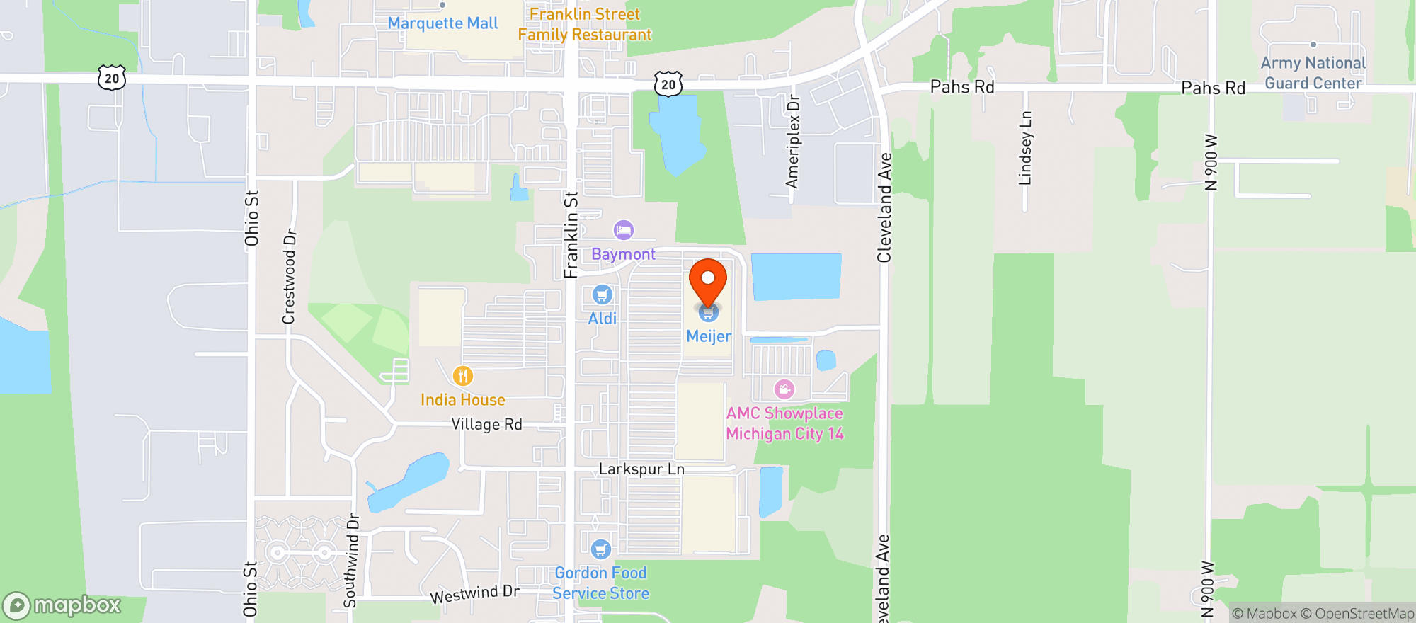 Map showing Meijer