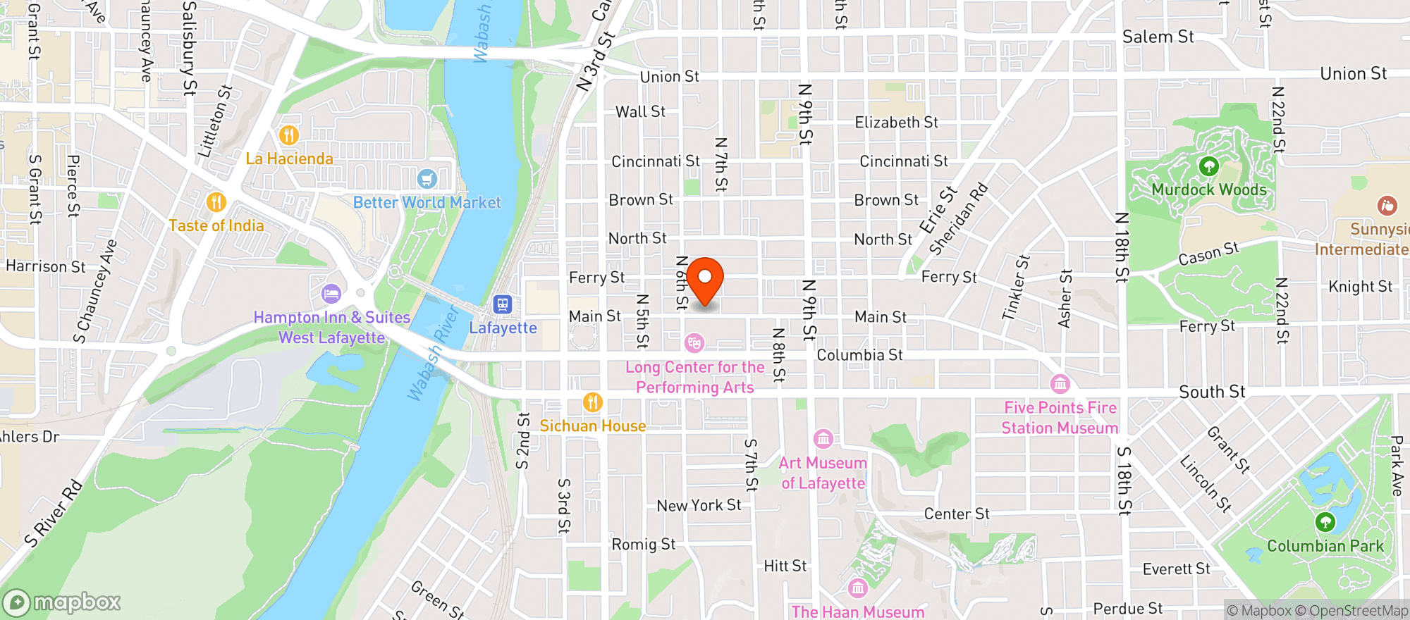 Map showing Lafayette Brewing Co