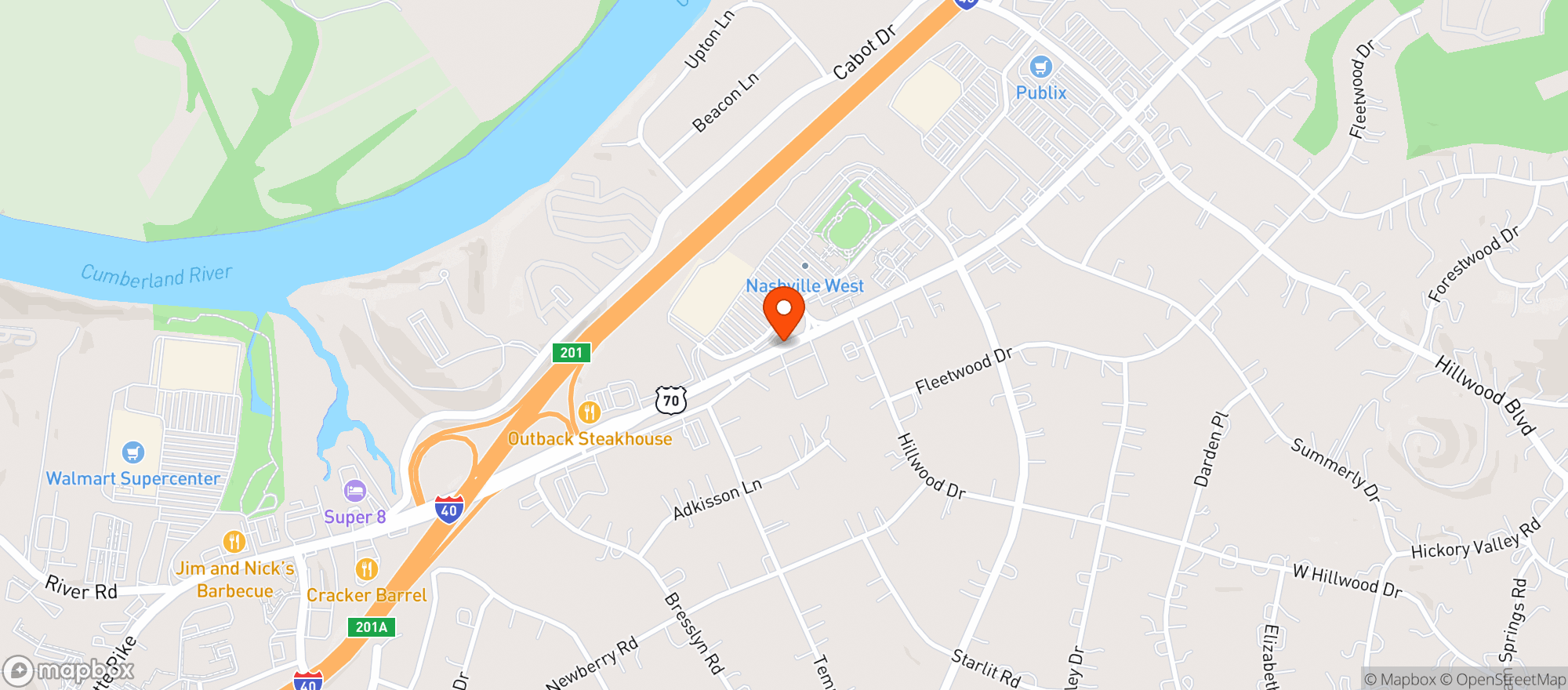 Map showing Target Nashville West