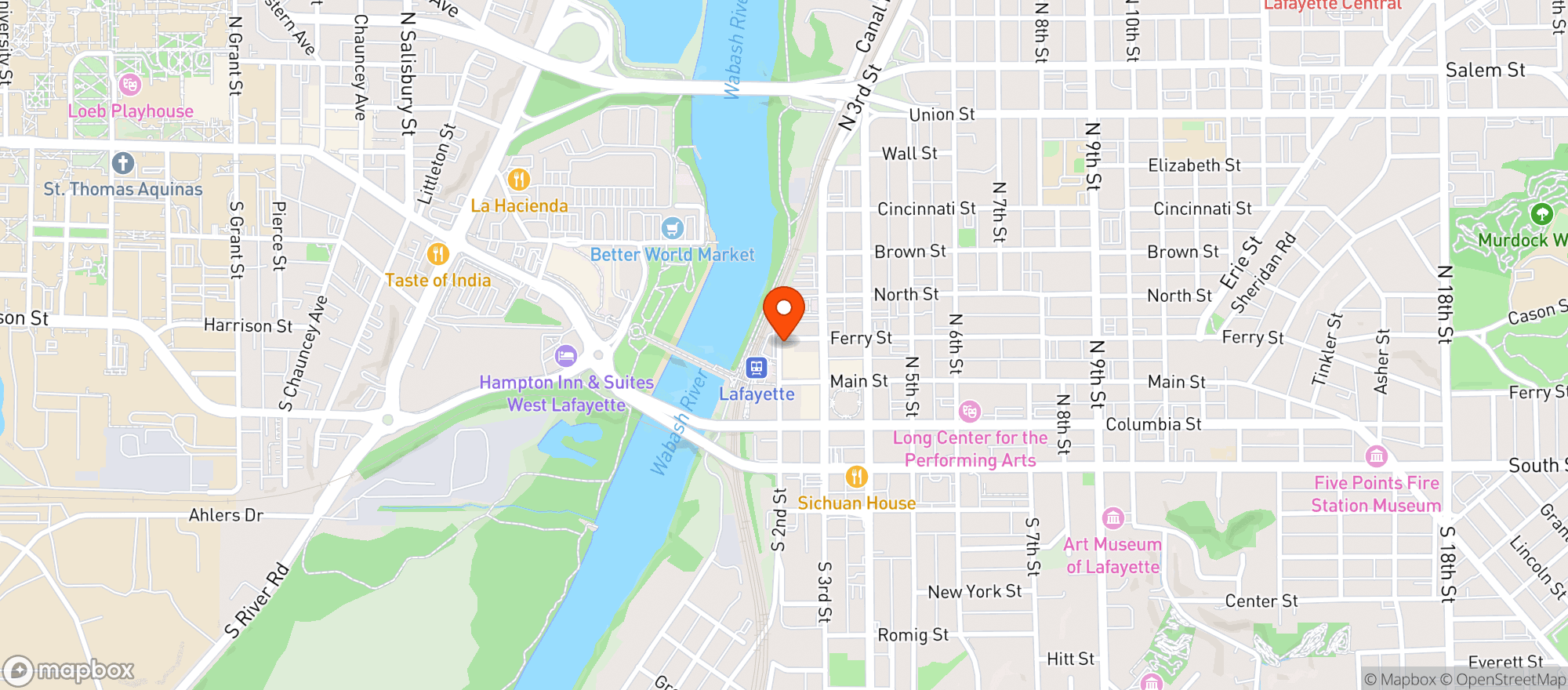 Map showing Vault Lounge