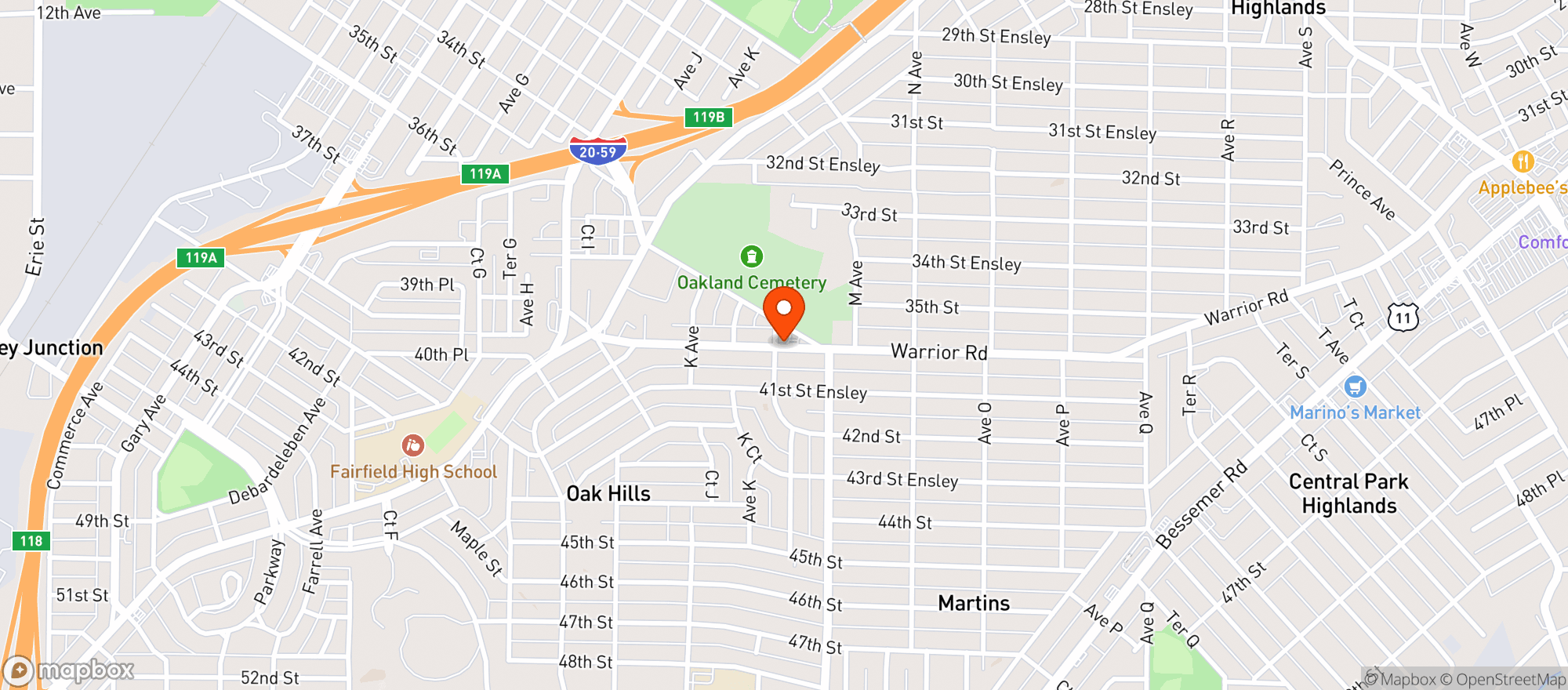 Map showing Fortieth Street Grocery