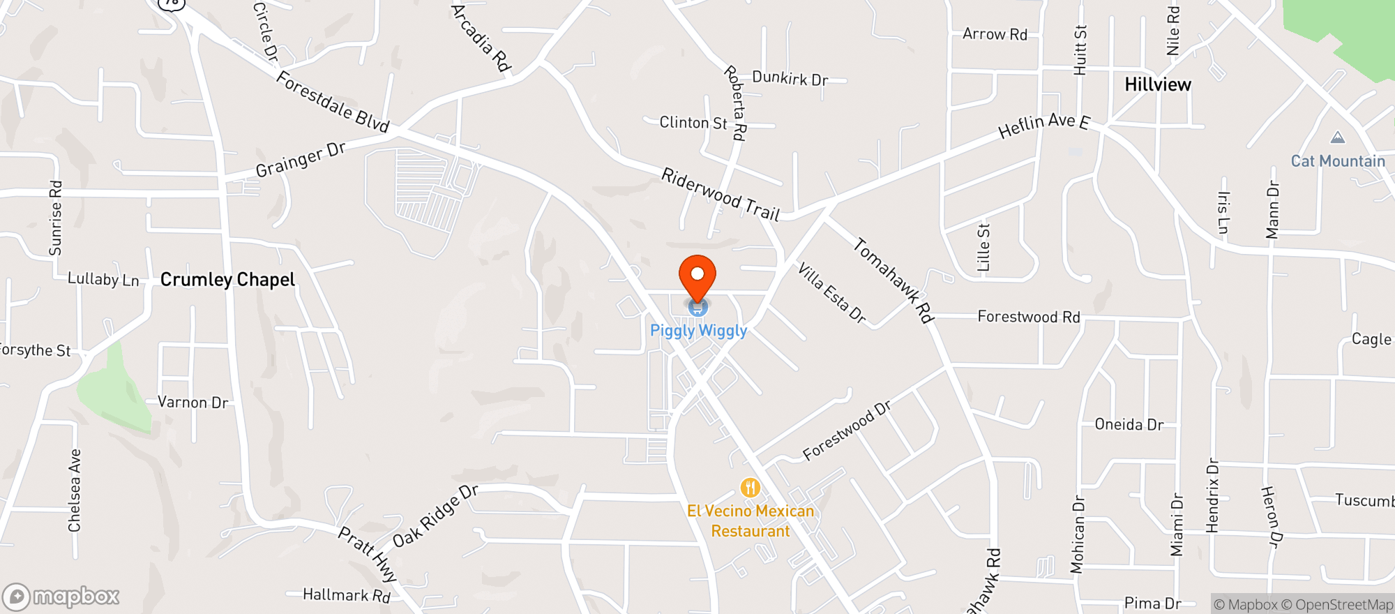 Map showing Piggly Wiggly #259