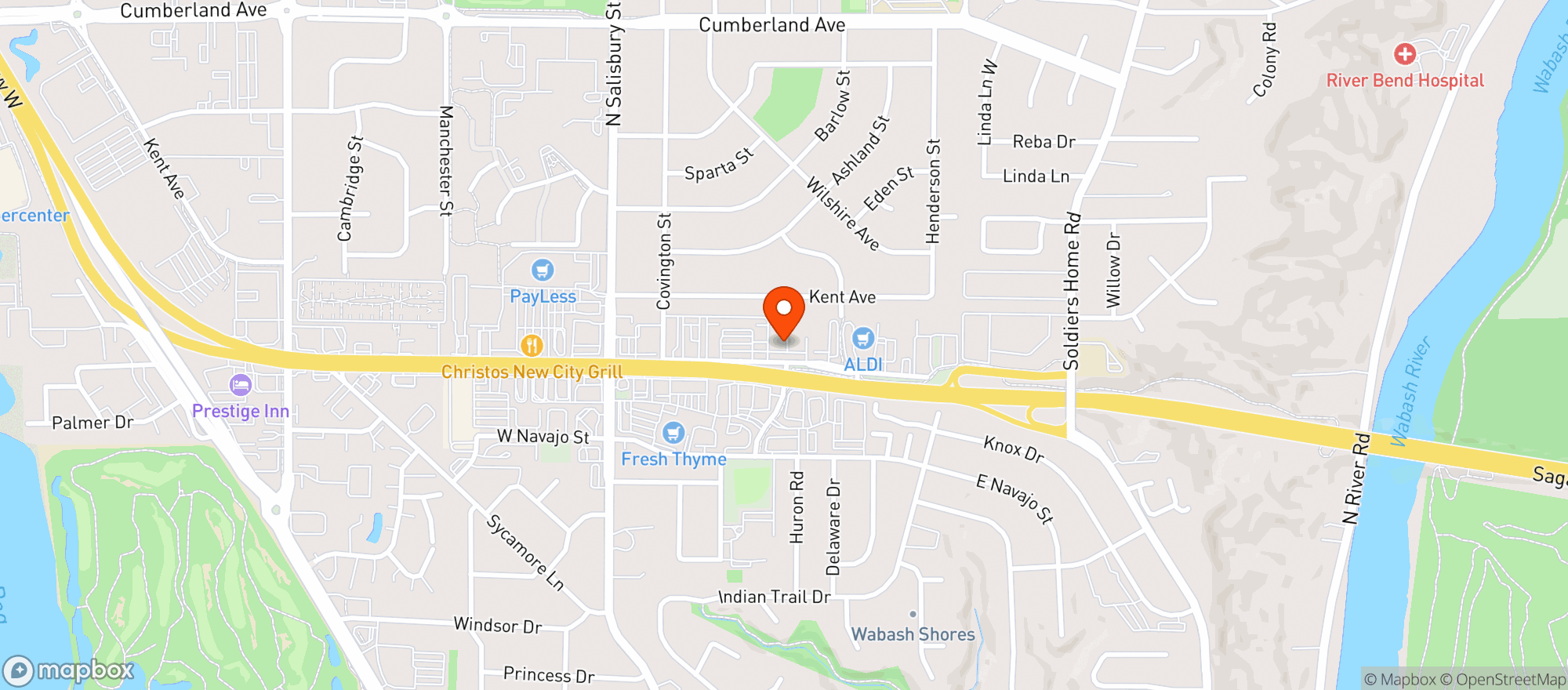 Map showing Village Bottle Shoppe Central