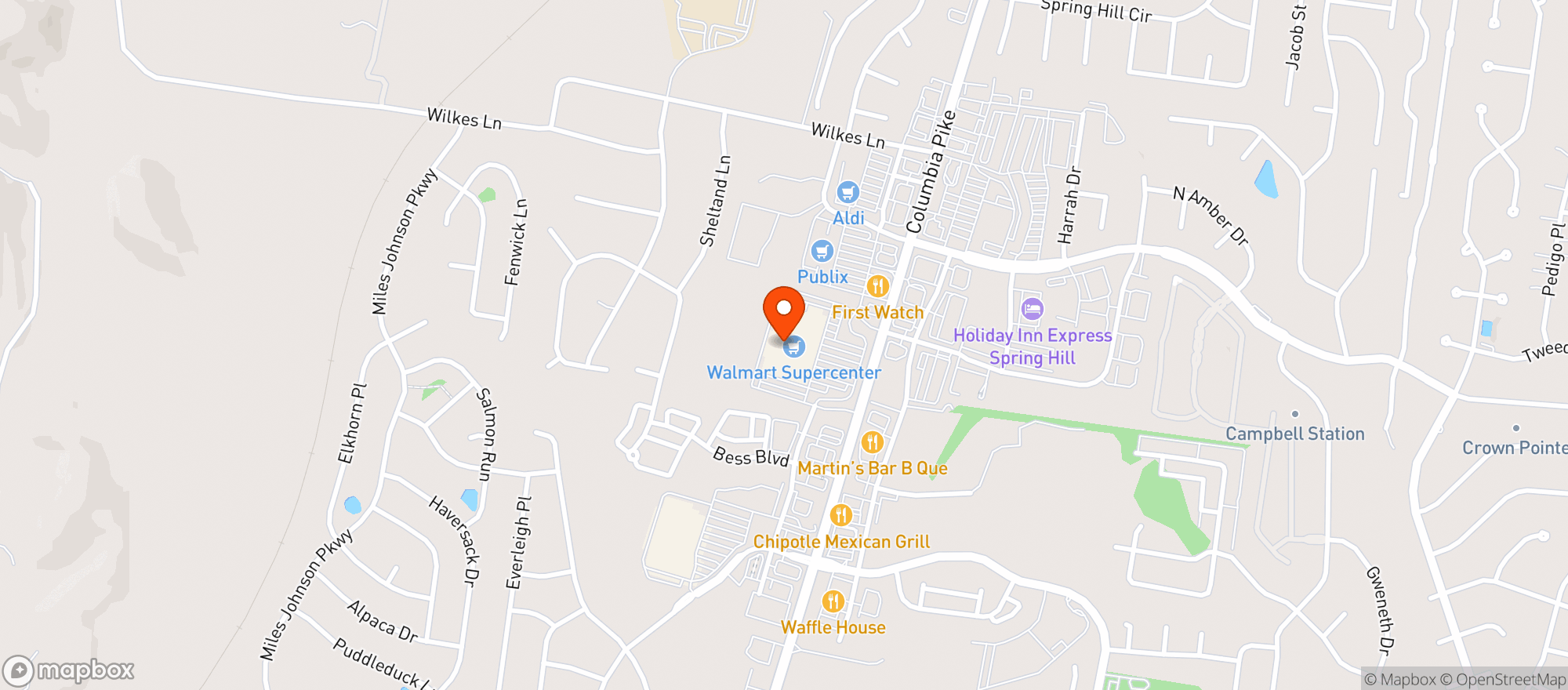 Map showing Walmart Supercenter