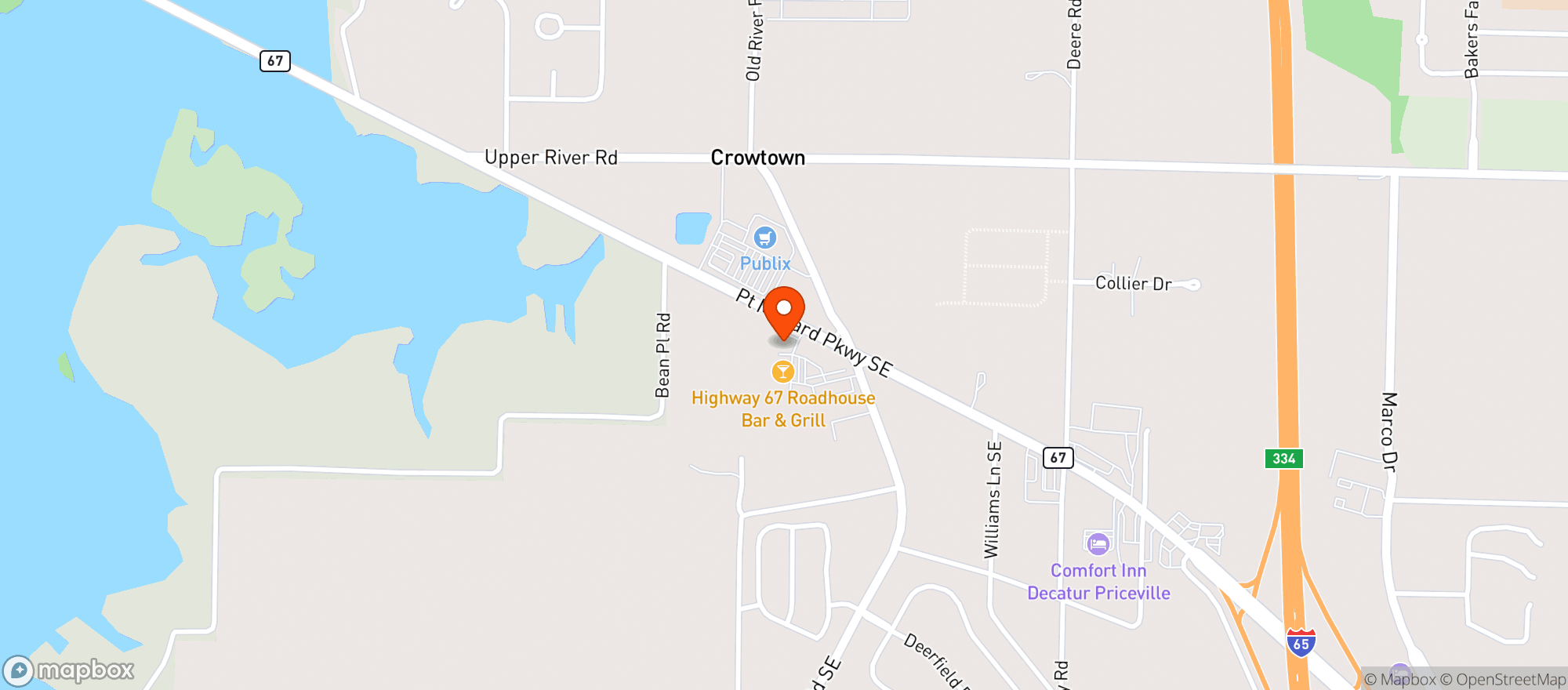 Map showing WINDMILL BEVERAGES HWY 67