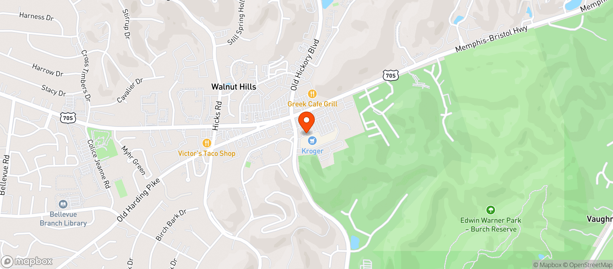 Map showing Nashville (026) - 00527 - Bellevue Hwy 70