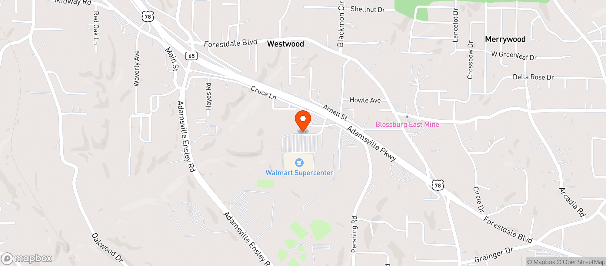 Map showing Walmart Supercenter