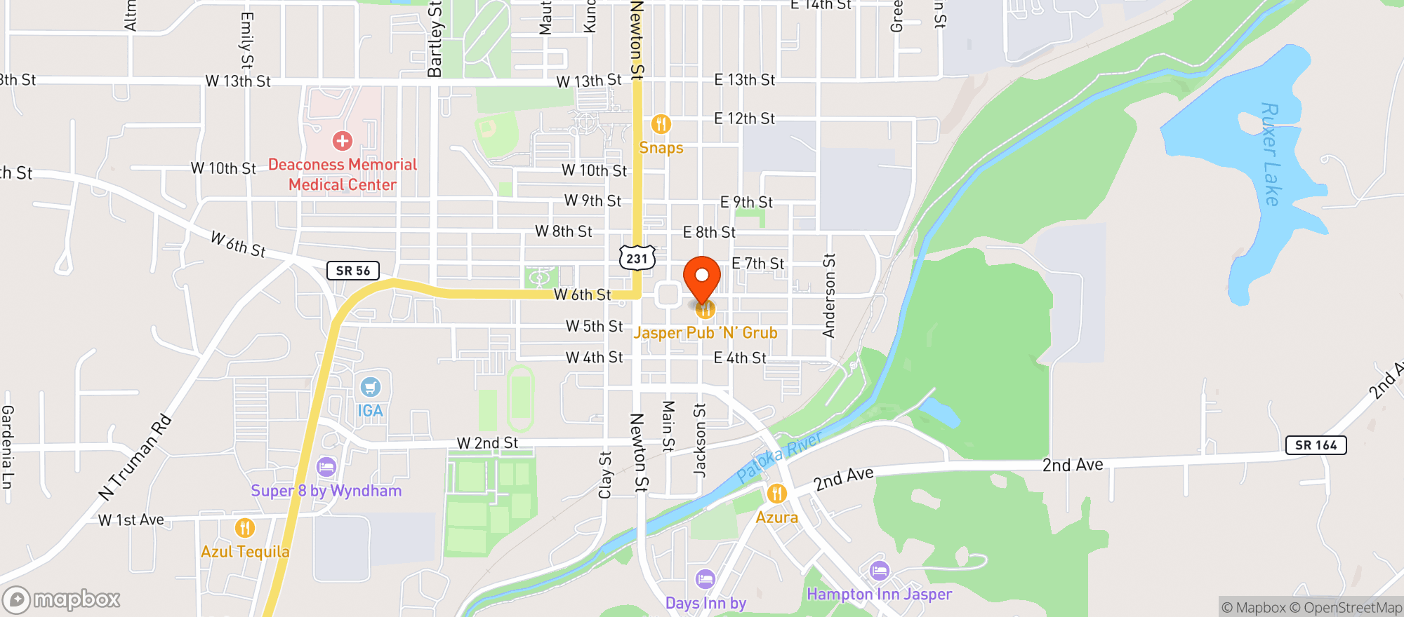 Map showing Jasper Pub N Grub