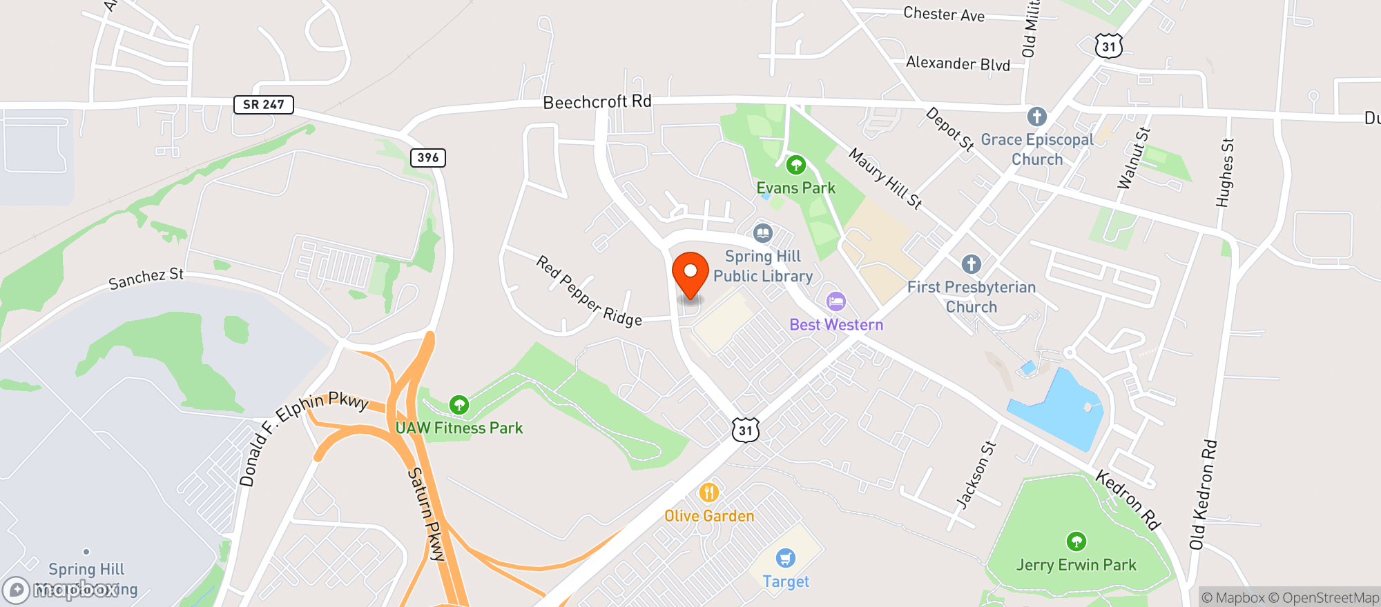 Map showing Fozzys Bar And Grill