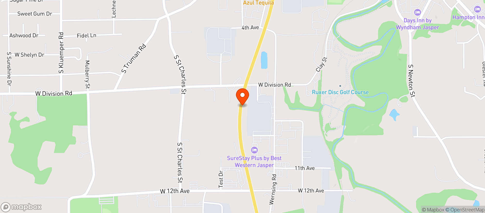 Map showing Holiday Liquors
