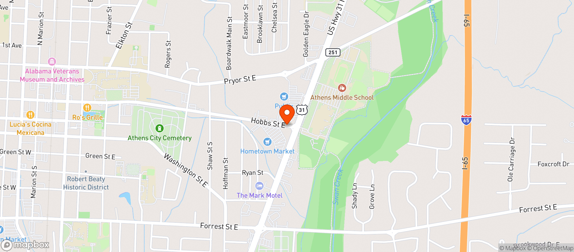 Map showing Jiffy Food Store