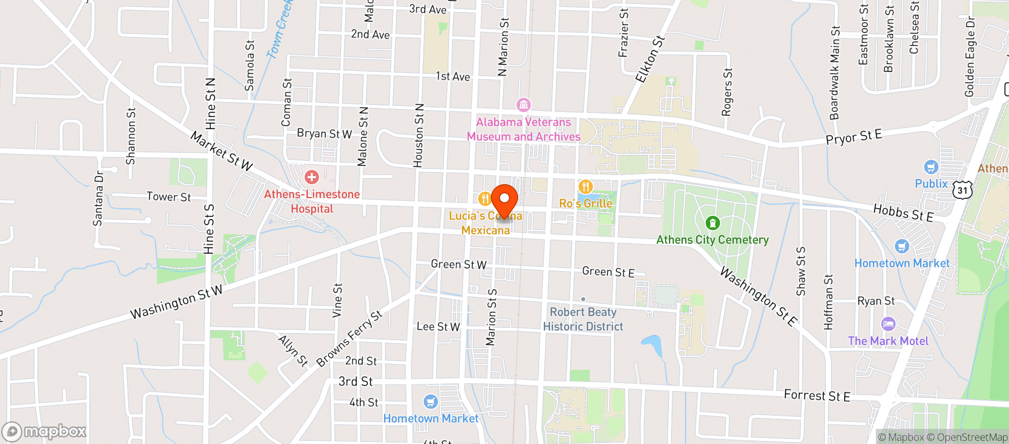 Map showing Athens Alehouse & Cellar