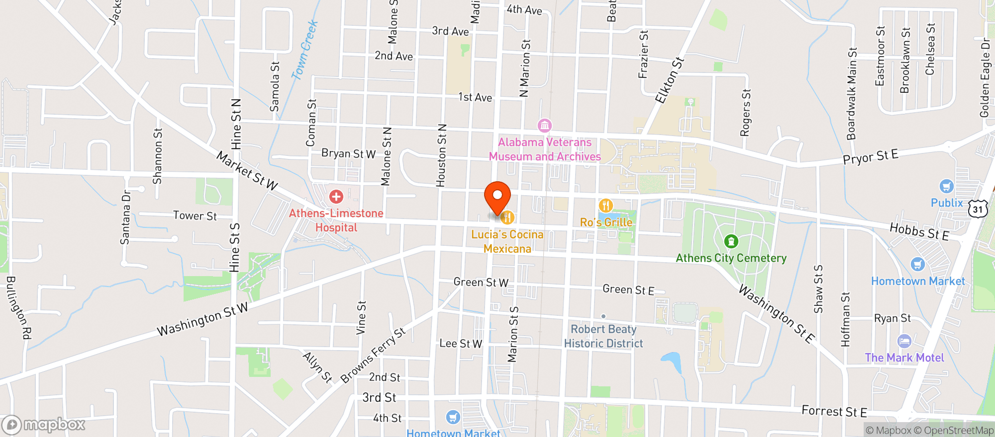 Map showing The Village Pizza