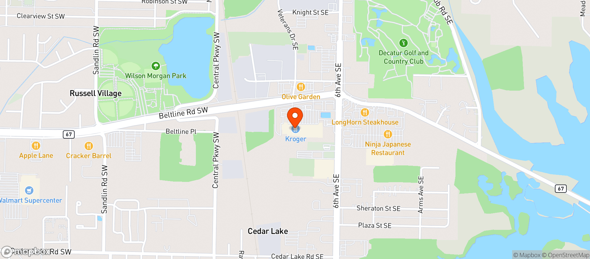 Map showing Kroger