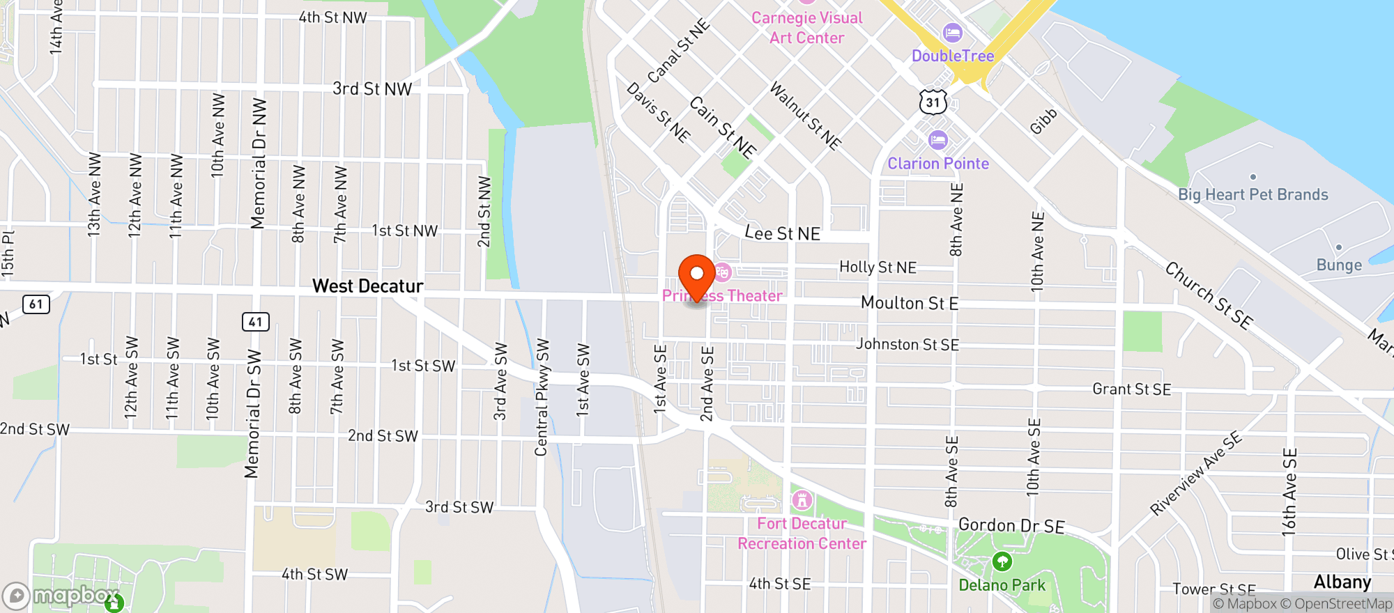 Map showing C.F. Penn Hamburgers