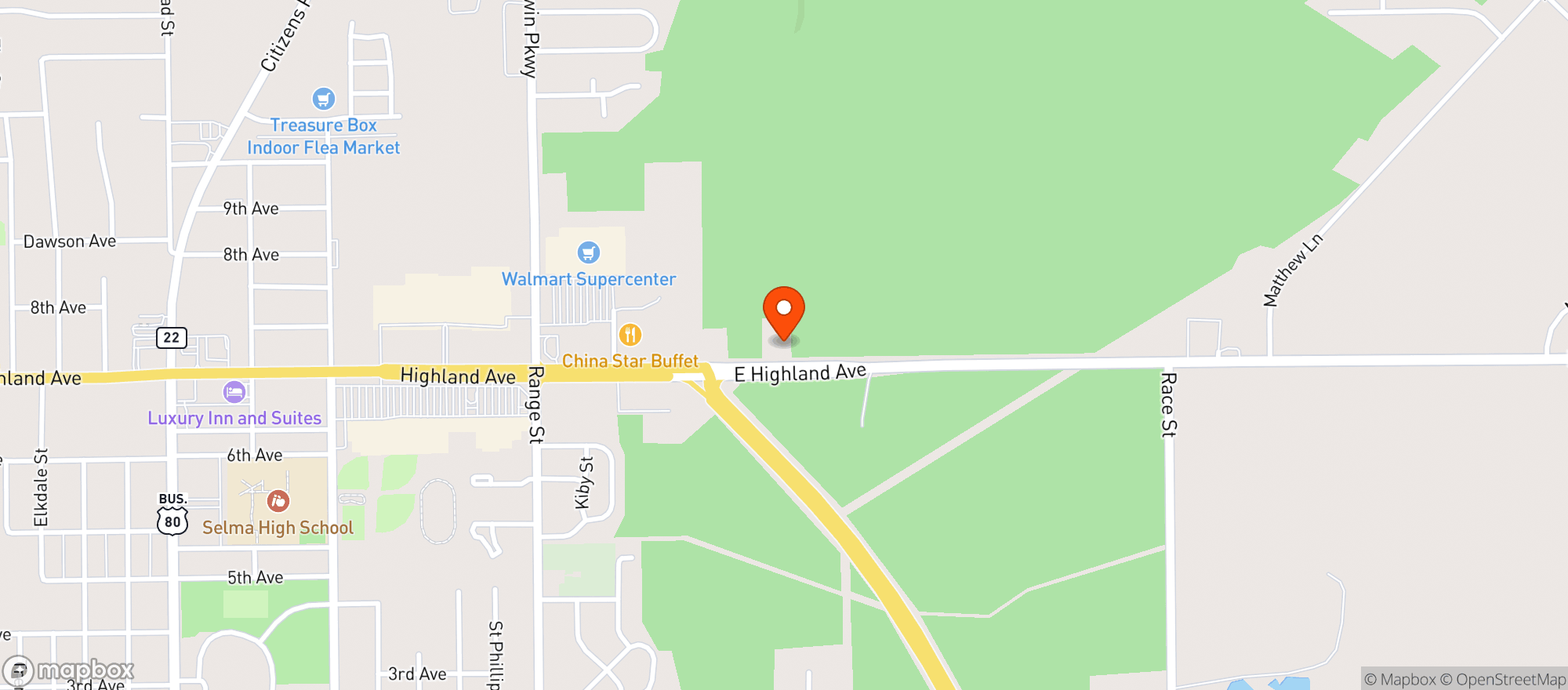 Map showing Selma Food Mart
