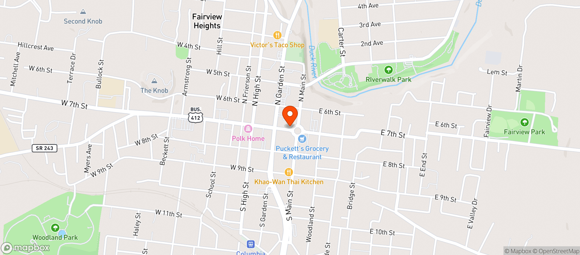 Map showing Taps Off Main