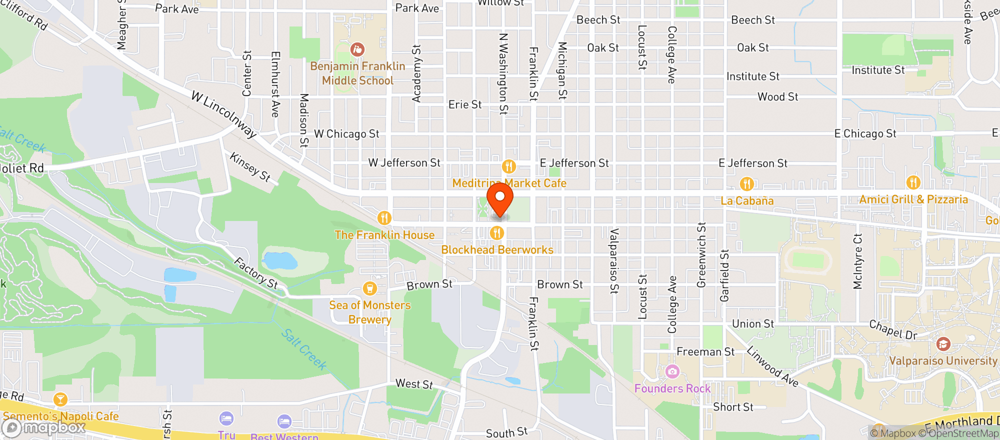 Map showing Old World Market & Deli