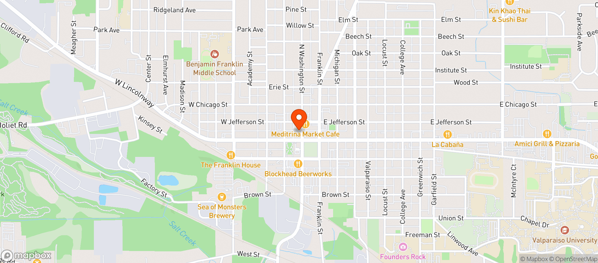 Map showing Washington Street Tap Room