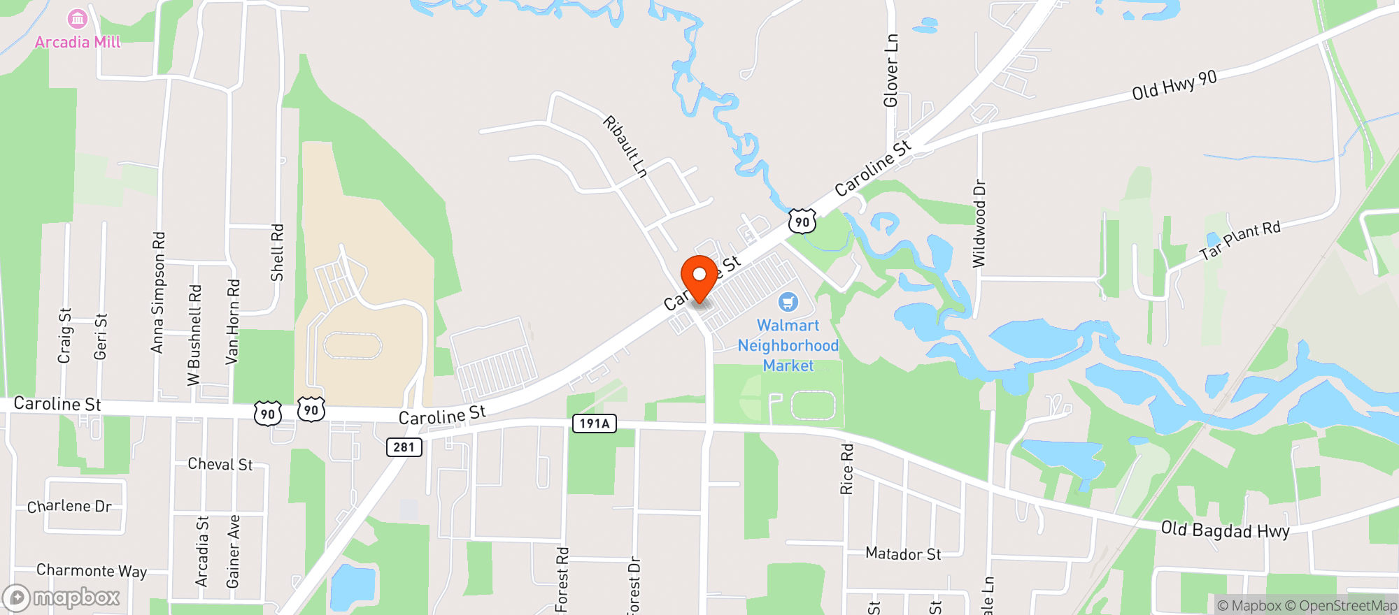 Map showing Ollies Neighborhood Grill