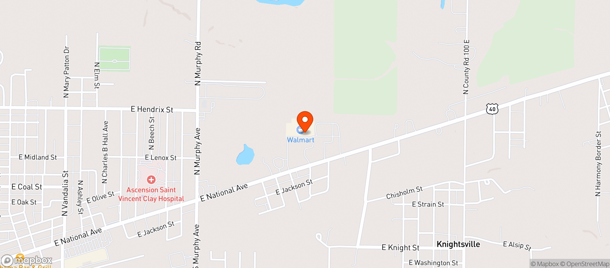 Map showing Walmart Store #1629