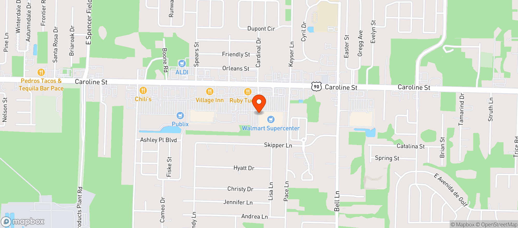 Map showing Walmart Supercenter Liquor Store