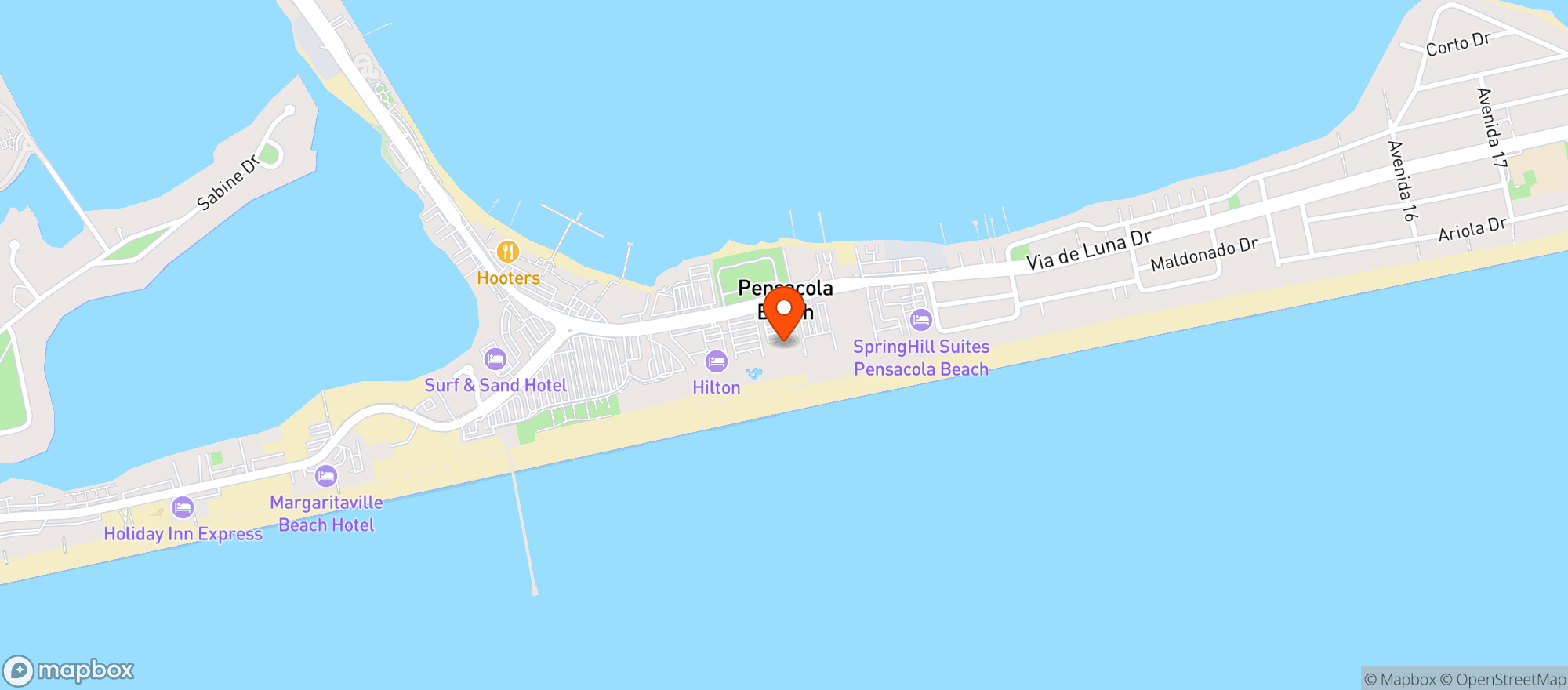 Map showing Beach Liquors Pns