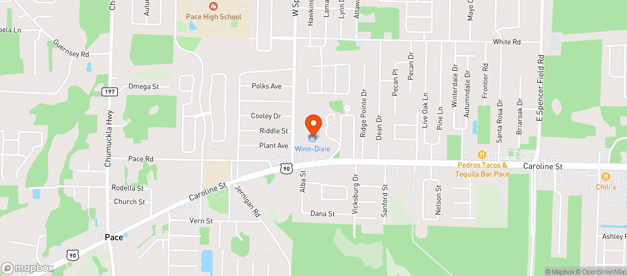 Map showing Winn Dixie - 0507