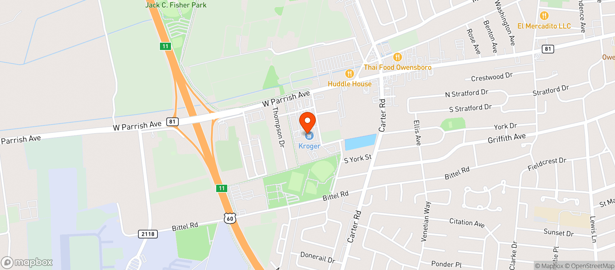 Map showing Kroger