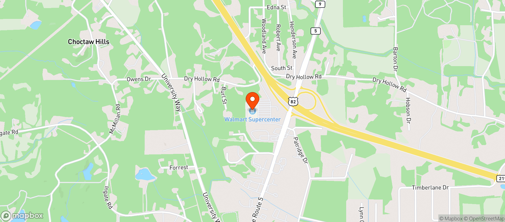 Map showing Walmart Supercenter
