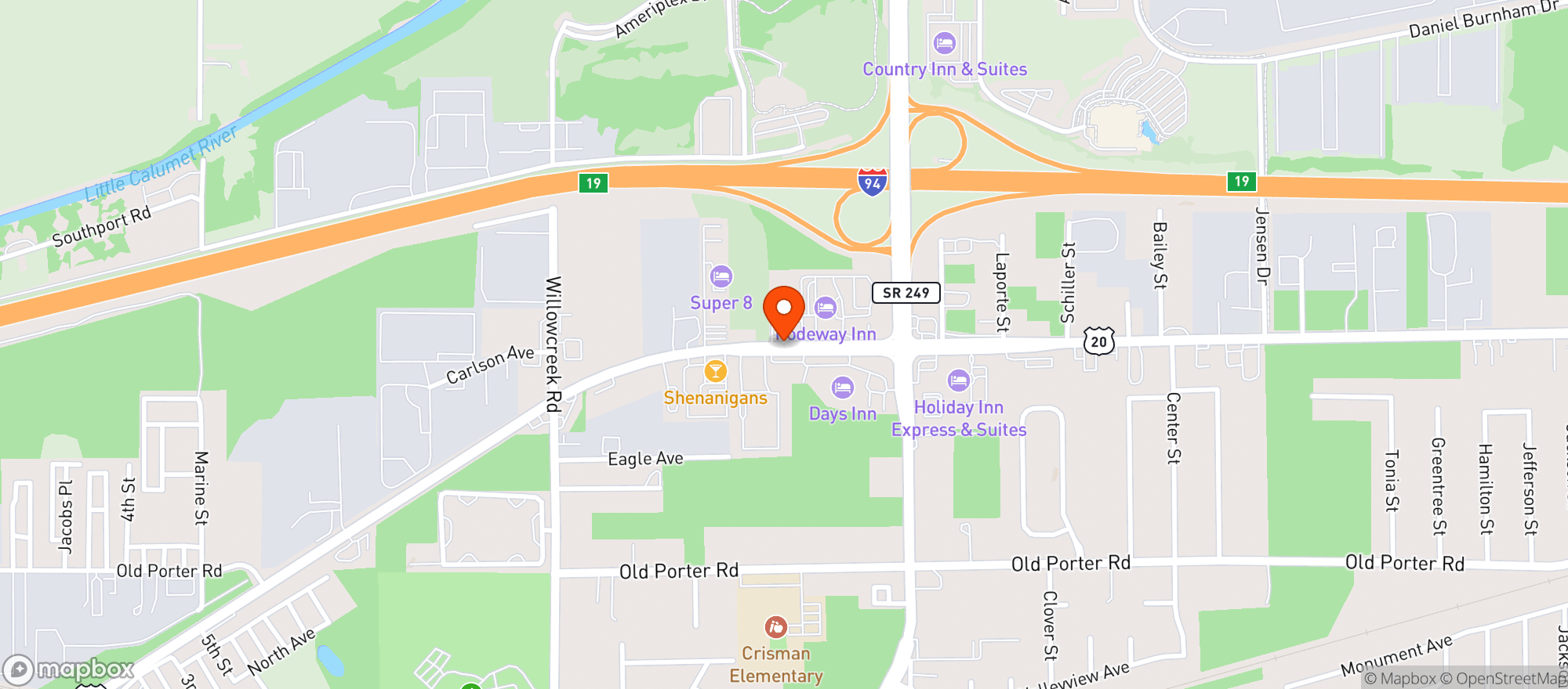 Map showing LIQUOR CENTER PORTAGE
