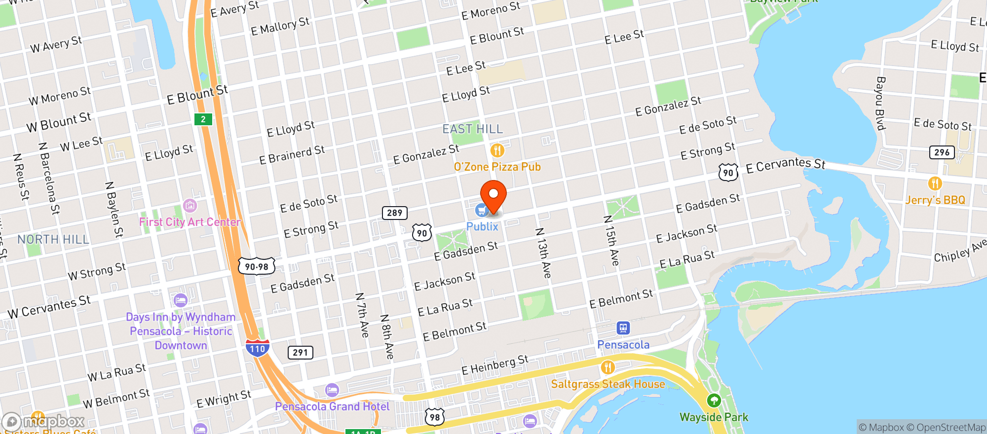 Map showing Publix Super Market