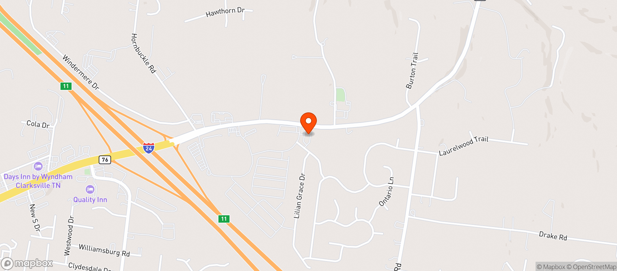 Map showing Clarksville Bottle Shop
