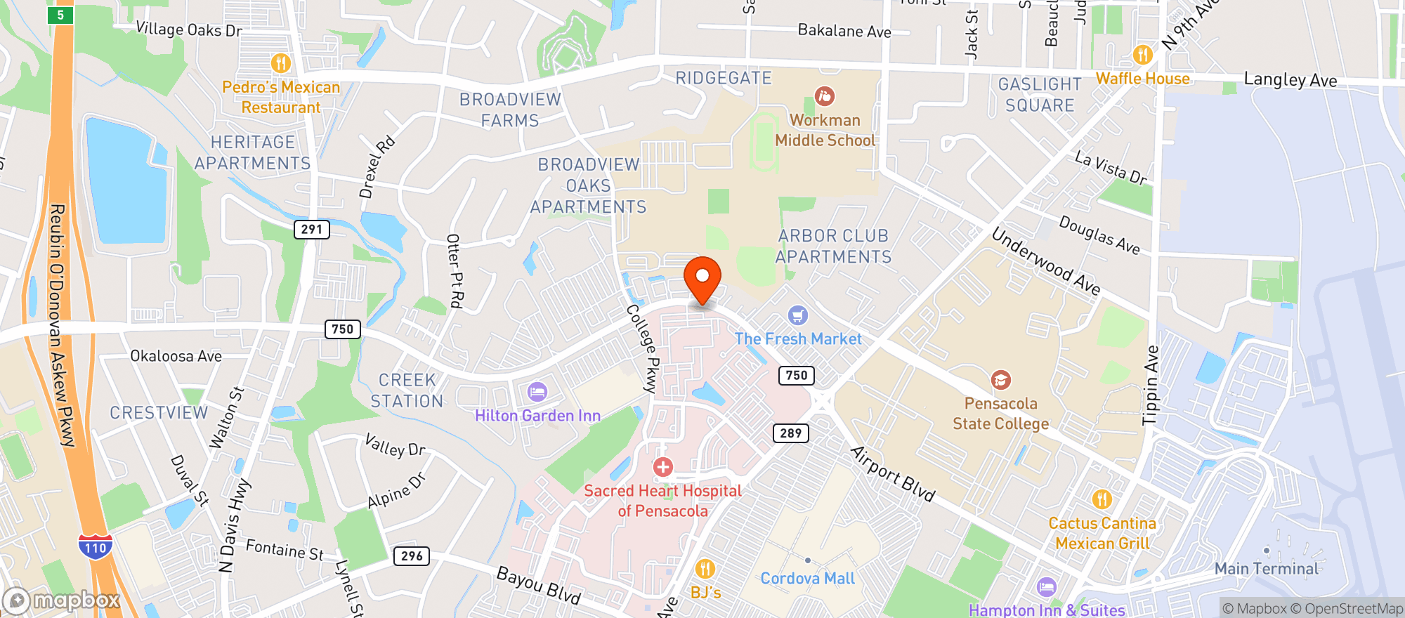 Map showing TOTAL WINE & MORE (PENSACOLA)