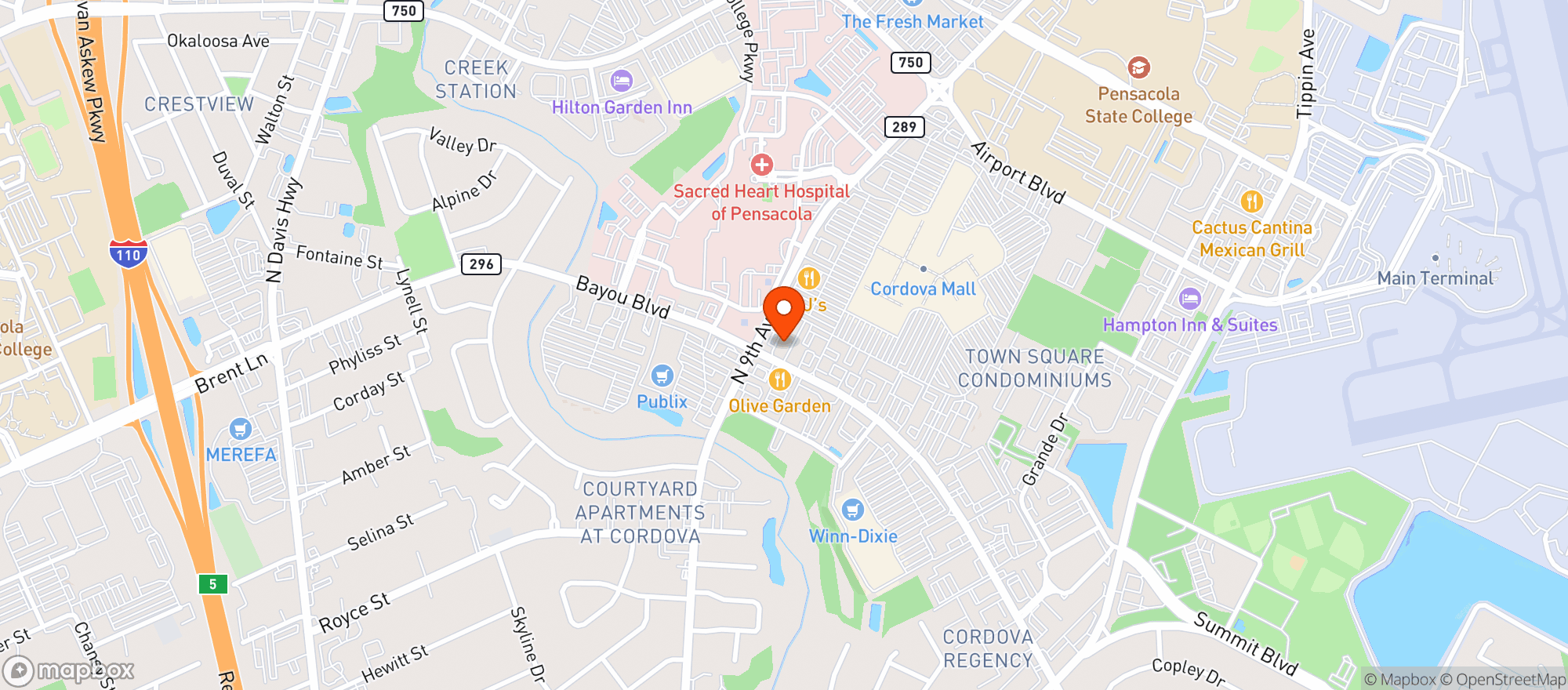 Map showing Vitamin Shoppe - Pensacola