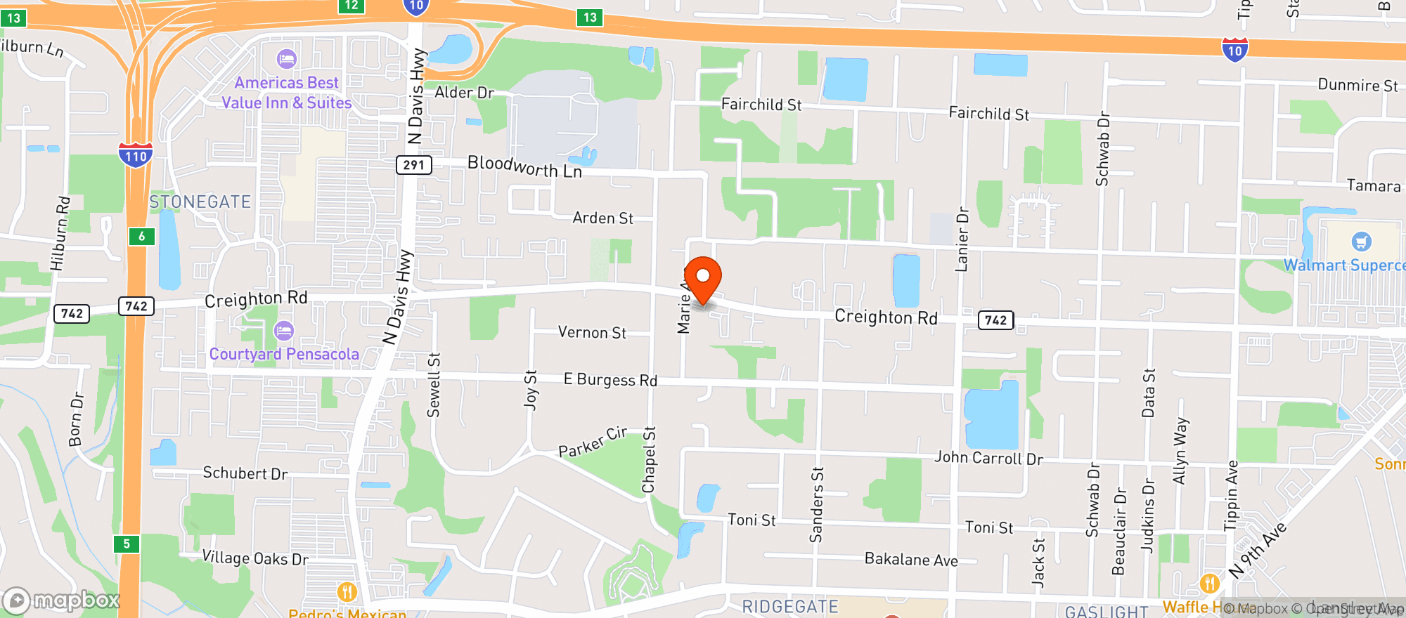 Map showing Food Mart