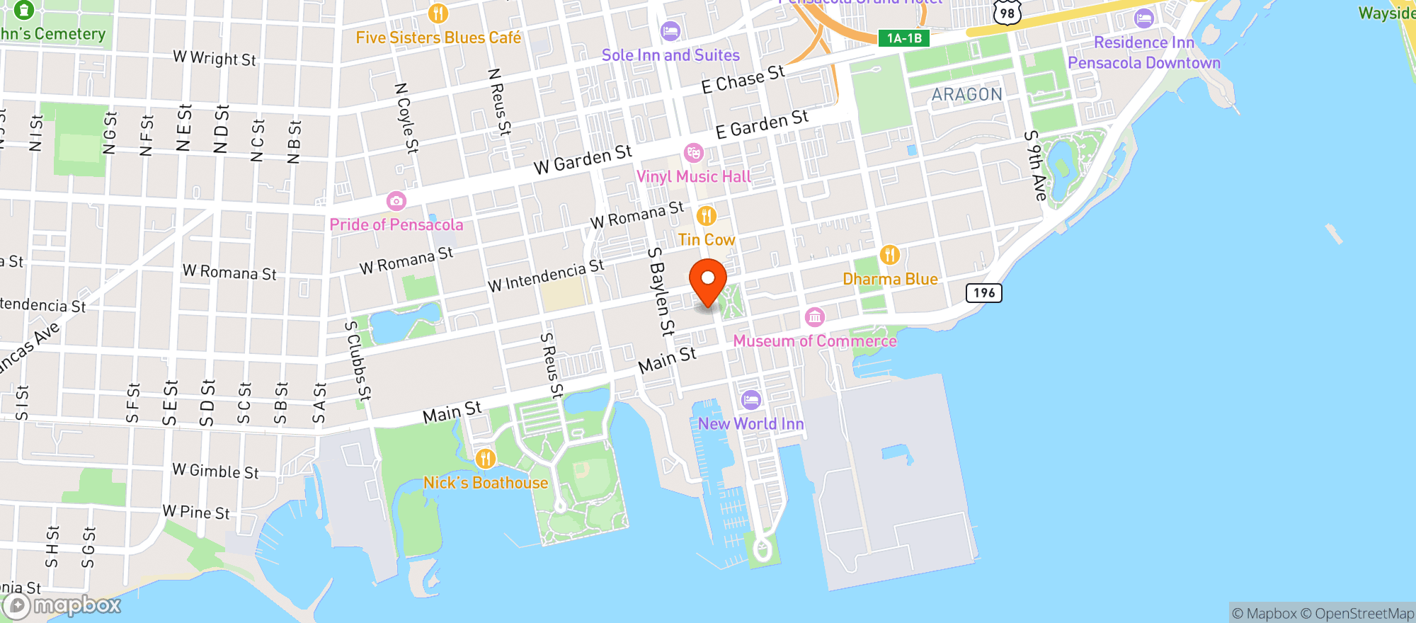 Map showing O Rileys Downtown Irish Pub