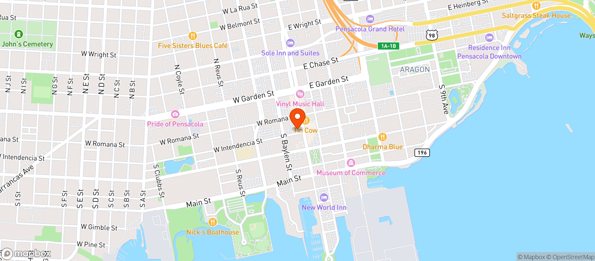 Map showing Old Hickory Whiskey Bar