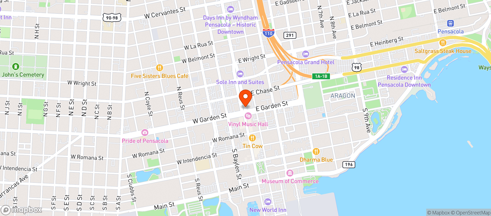 Map showing Vinyl Music Hall