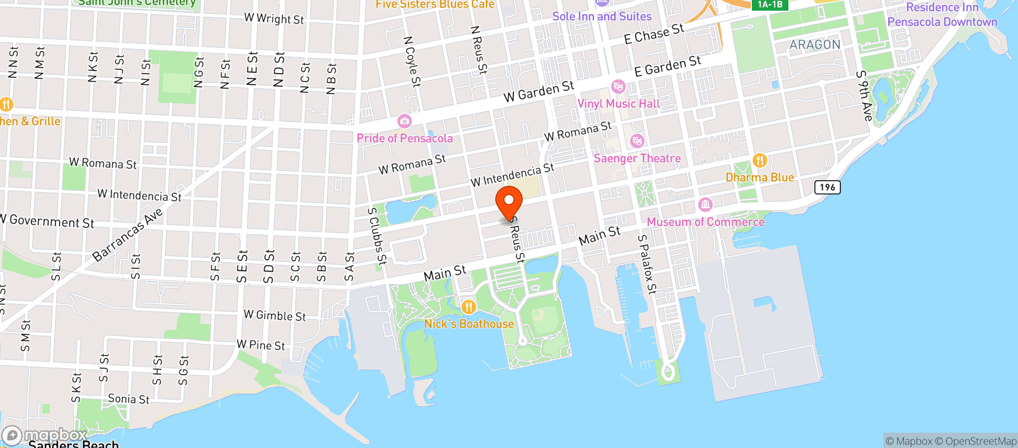Map showing Babys Beefs Lounge & Meat