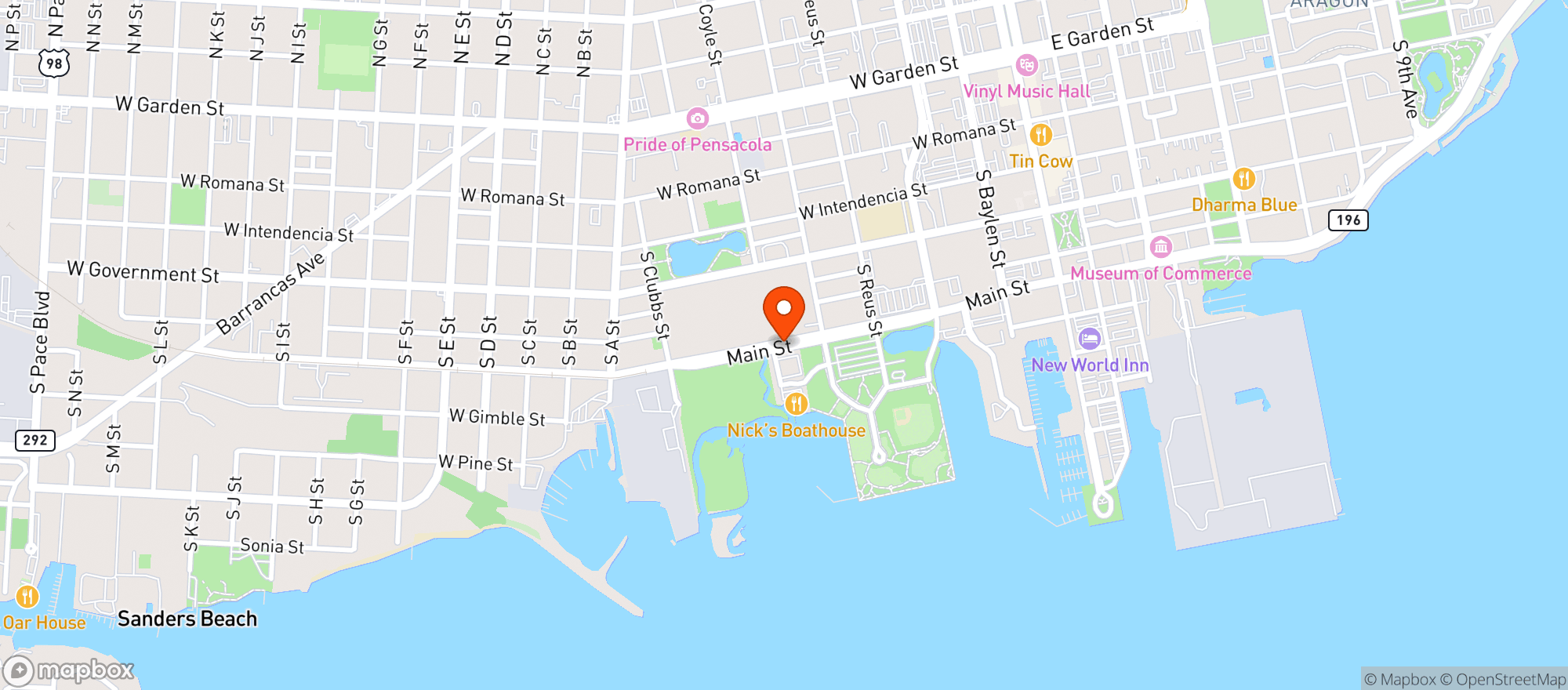 Map showing Nicks Boat House