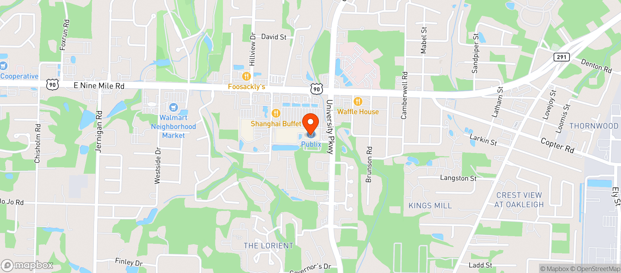 Map showing Publix