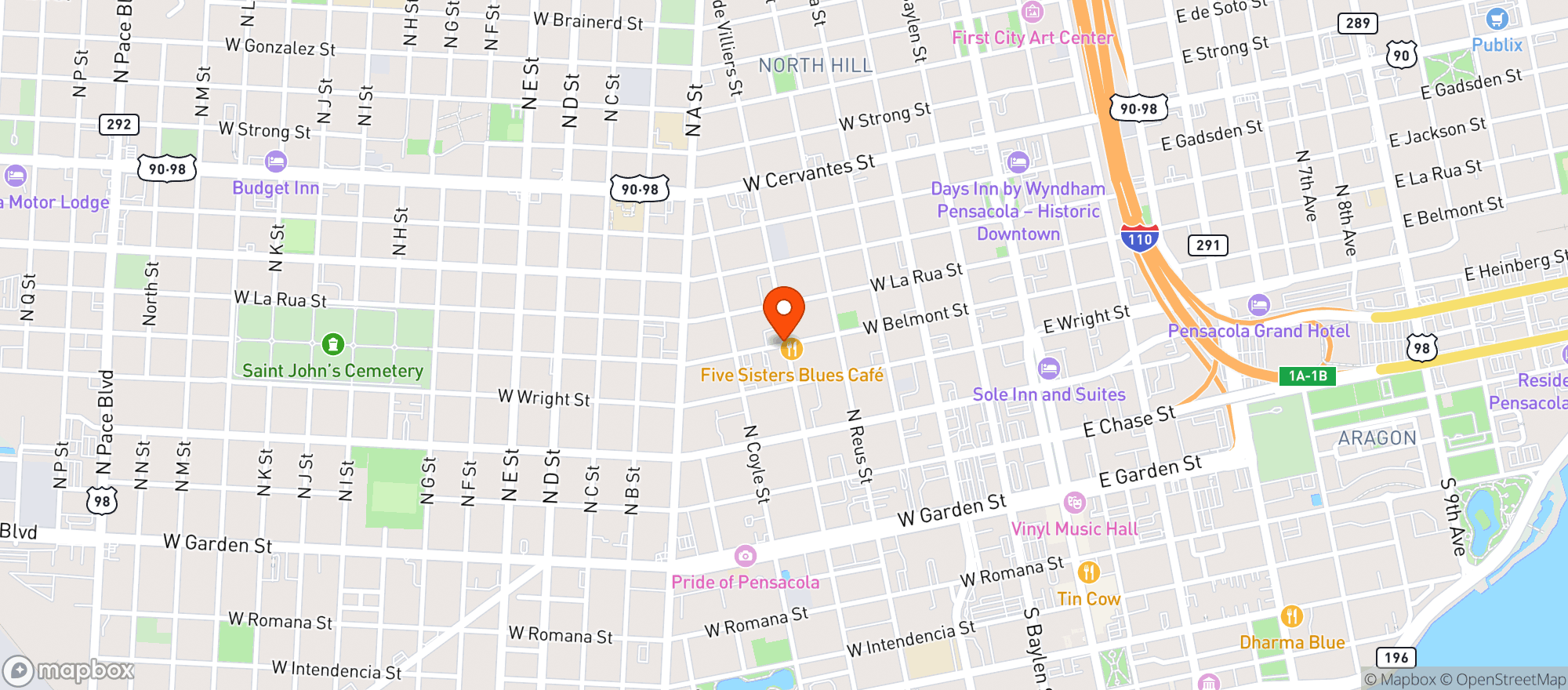 Map showing Bettys On Belmont