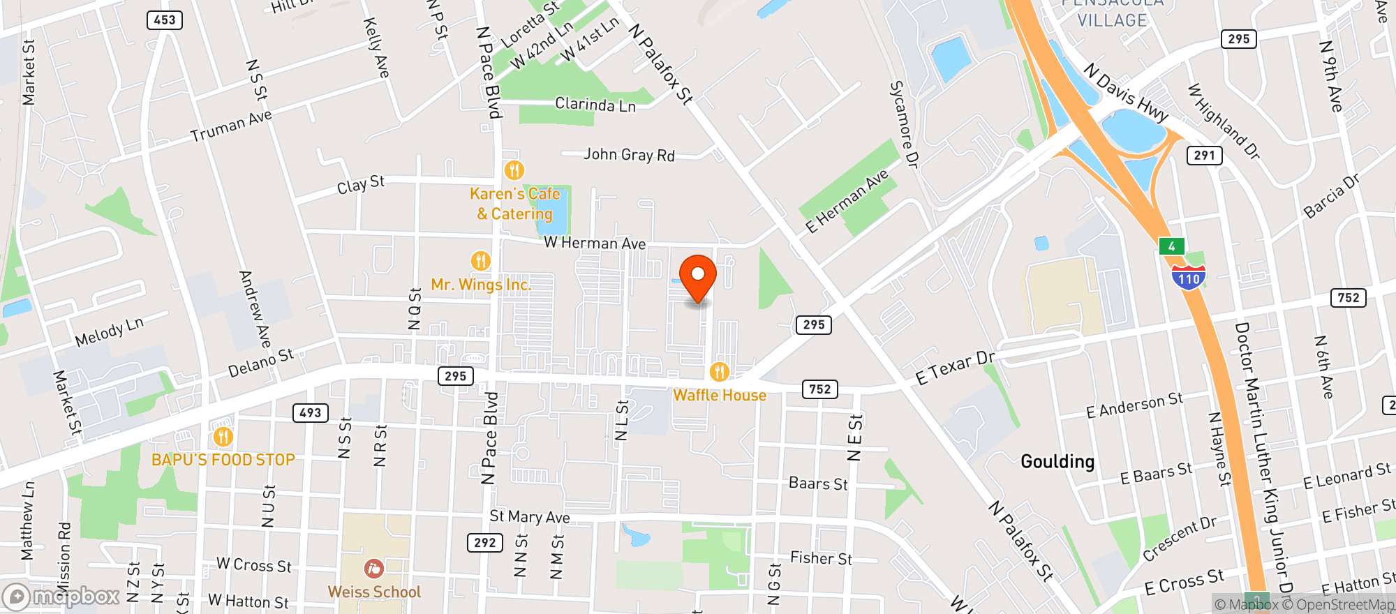 Map showing Sunflower Food Mart