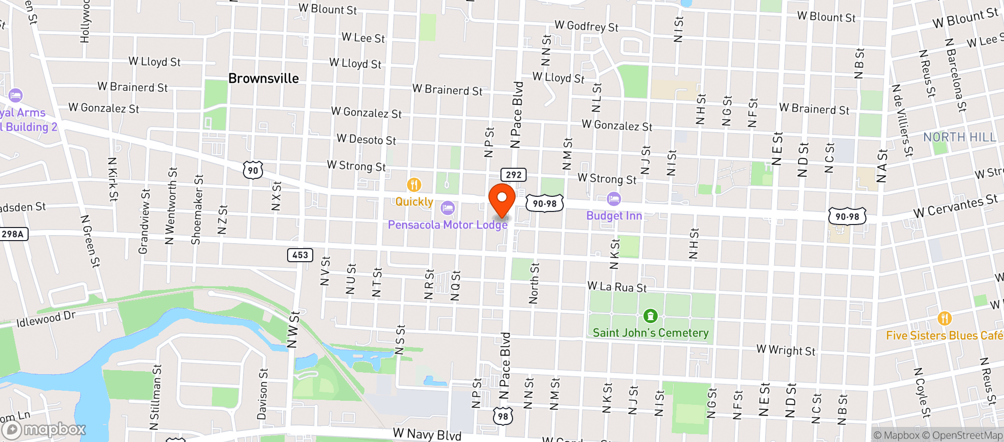 Map showing Pace Blvd Food Mart Inc