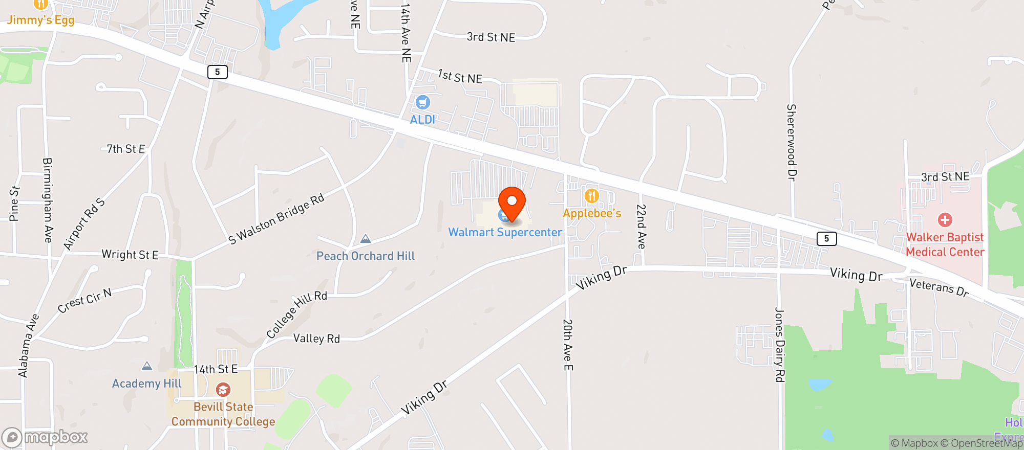 Map showing WALMART SUPERCENTER