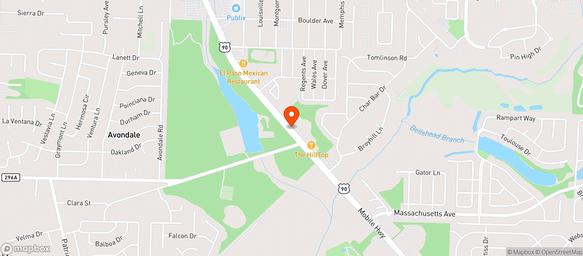 Map showing Nine Mile Billiards