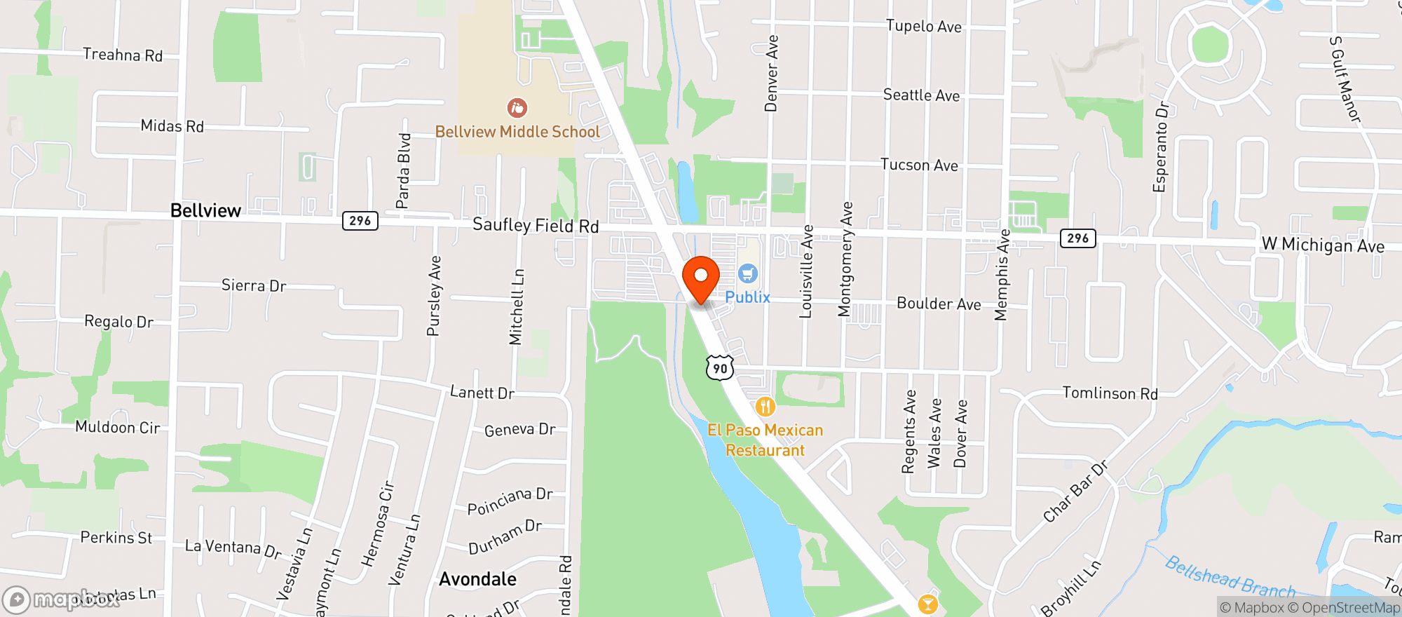 Map showing Publix Super Market