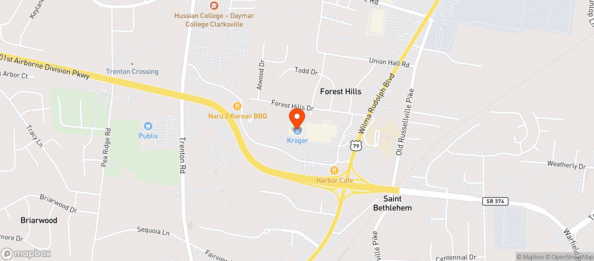 Map showing Kroger