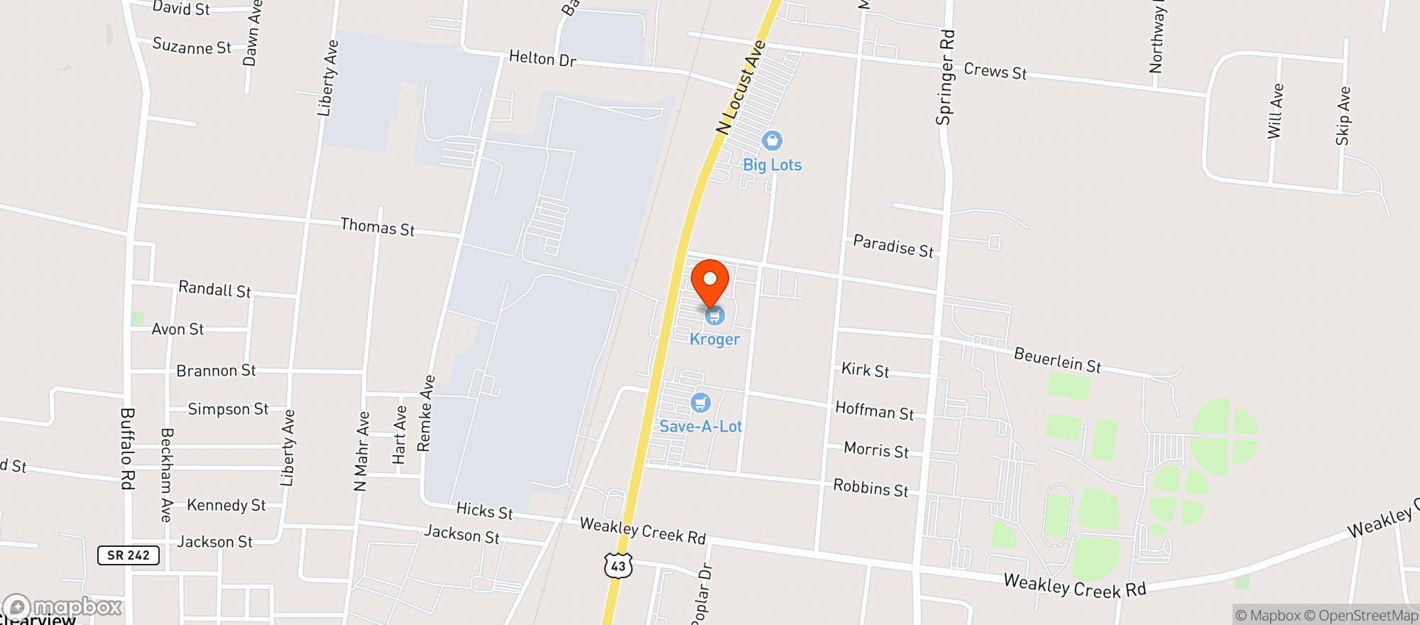 Map showing Kroger